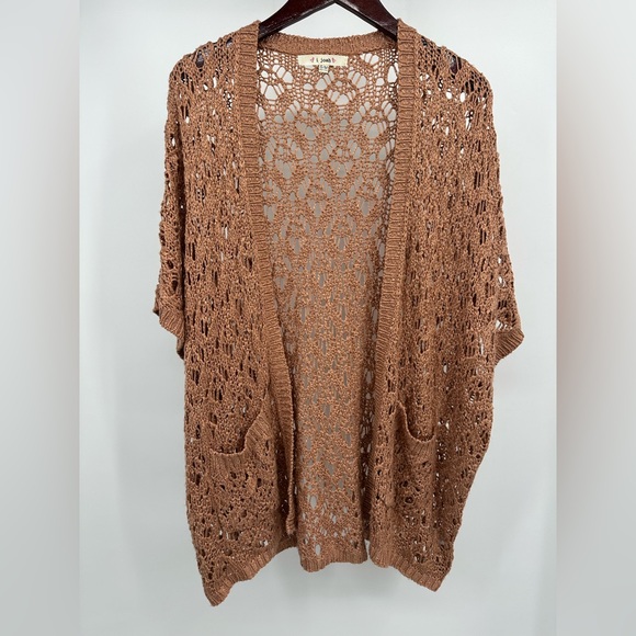 I Joah Sweaters - Brown Bohemian Cardigan Sweater with Intricate Knit